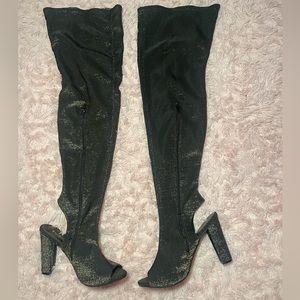 Bamboo Thigh High Peeptoe Boots